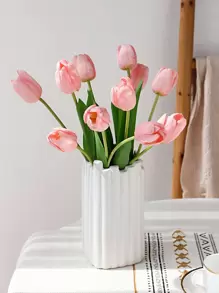 1 件人造郁金香，仿制郁金香茎，用于复活节家居装饰 - 粉色 - 查看 1