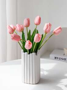 1 件人造郁金香，仿制郁金香茎，用于复活节家居装饰 - 粉色 - 查看 4