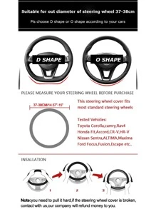 Cubierta de volante con diseño de corona de coche - Negro - Ver 4