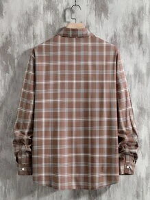 Manfinity Áo sơ mi Nam Nút Sọc ca rô Sẵn sàng - màu nâu - Xem 2