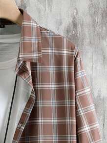 Manfinity Áo sơ mi Nam Nút Sọc ca rô Sẵn sàng - màu nâu - Xem 6