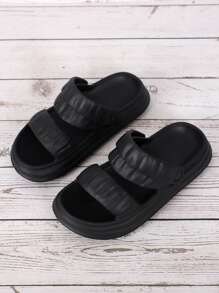 Textured Flatform Multi-way Wear Slides - Black - View 4