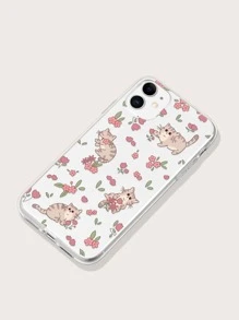 Cartoon Cat Print Clear Phone Case