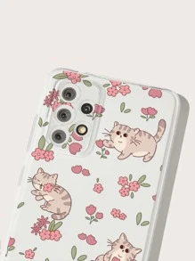 Cartoon Cat Print Clear Phone Case