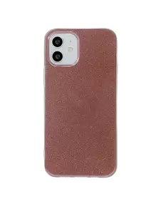 Clear Phone Case With Glitter Paper - Brown - View 2
