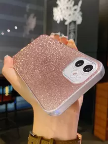 Clear Phone Case With Glitter Paper - Brown - View 3