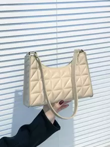Bolso baguette geométrico en relieve - Caqui - Ver 1