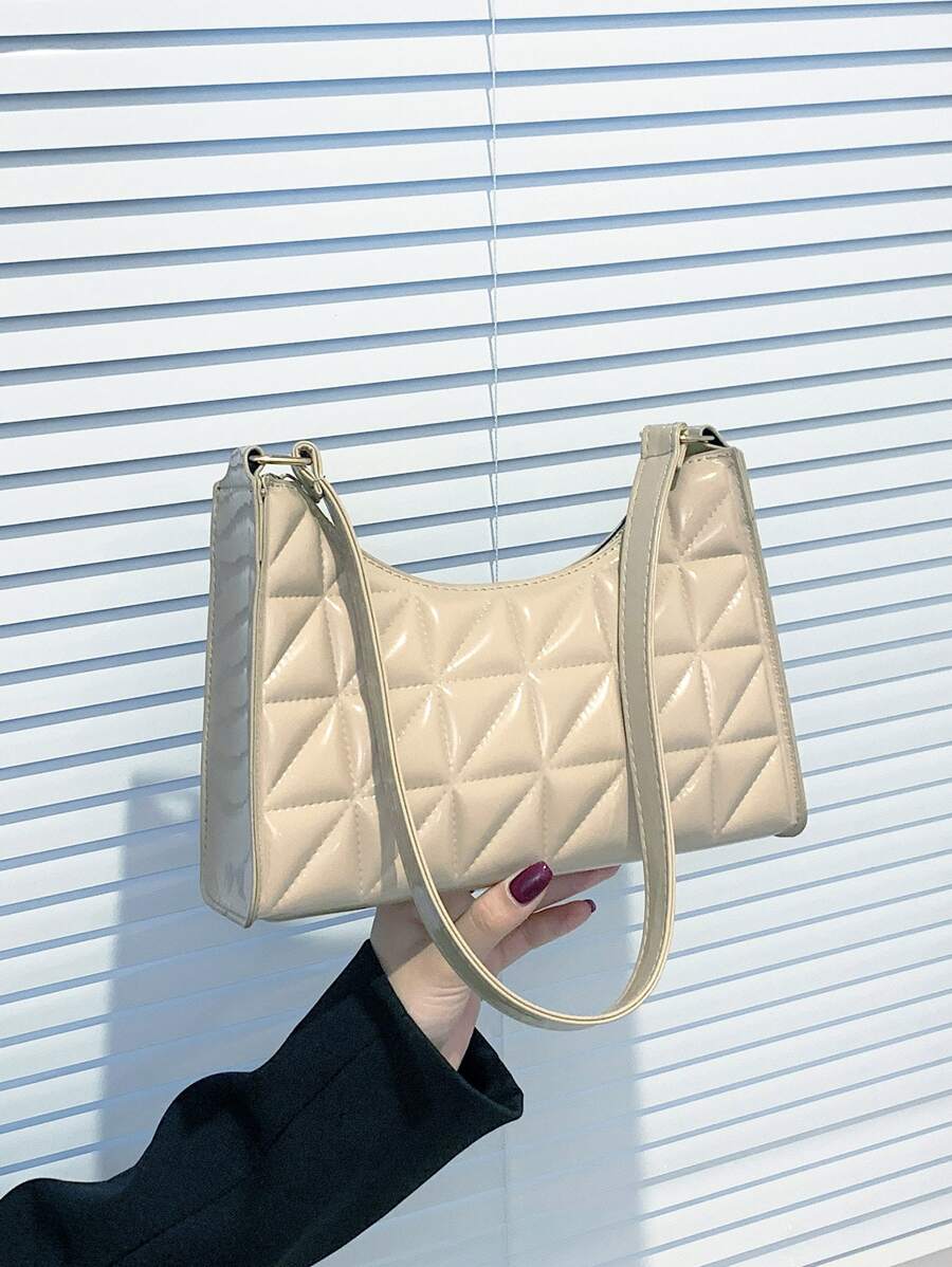 Bolso baguette geométrico en relieve - Caqui - Ver 1