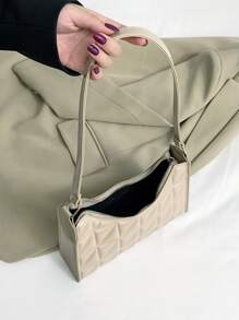 Bolso baguette geométrico en relieve - Caqui - Ver 3