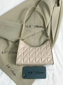 Bolso baguette geométrico en relieve - Caqui - Ver 4