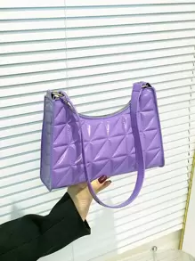 Bolso baguette geométrico en relieve - Morado - Ver 1