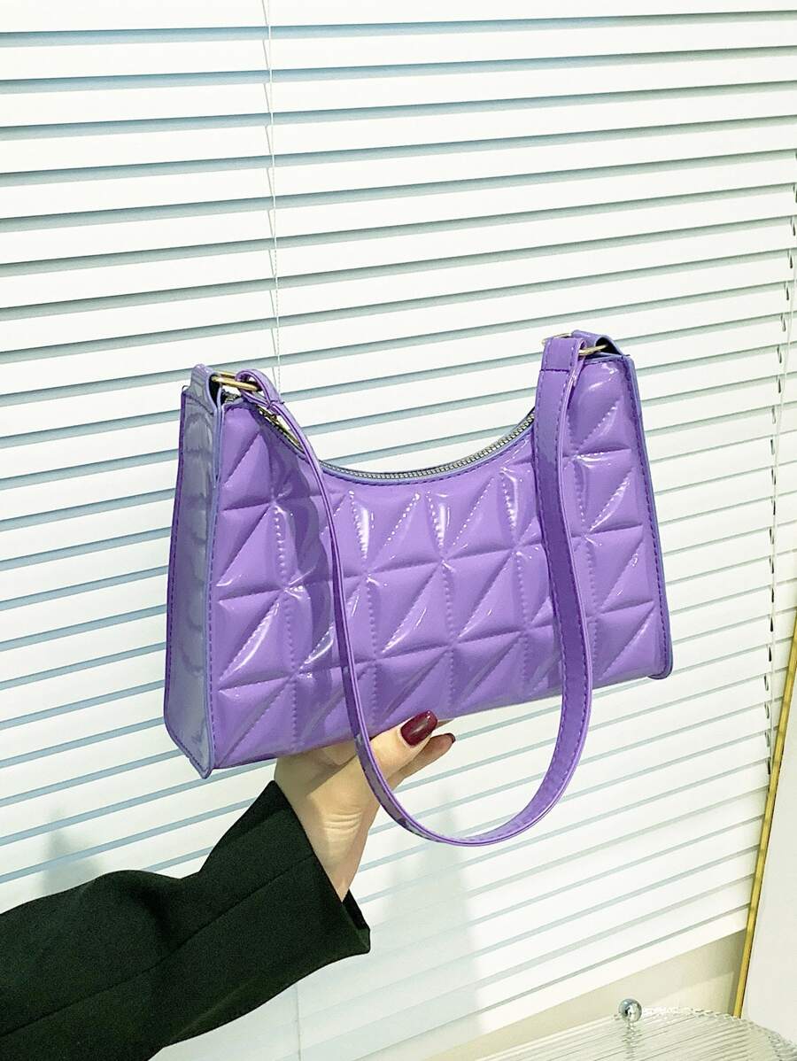 Bolso baguette geométrico en relieve - Morado - Ver 1