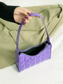 Bolso baguette geométrico en relieve - Morado - Ver 4