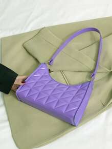 Bolso baguette geométrico en relieve - Morado - Ver 5