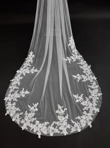 1 件 3 米女士婚礼新娘面纱带金属梳，森系风格适合婚礼、派对、万圣节、情人节，黑色长款秋季女士服装 - 白色 - 查看 4