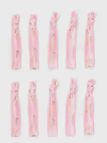 10 件彩色渐变生日派对腕带，弹性手链 - 粉色 - 查看 3