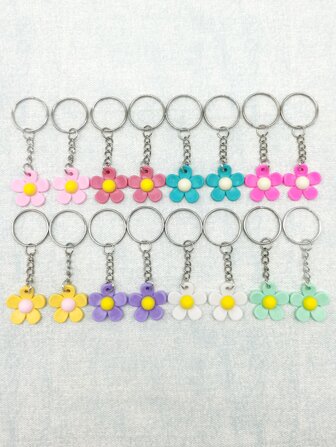 16入組花朵掛飾鑰匙圈