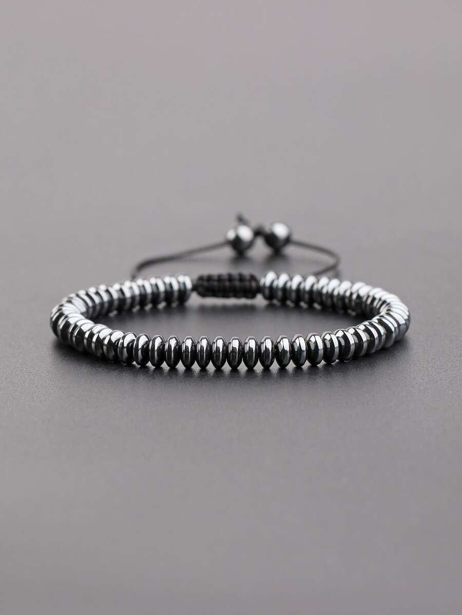 Fashionable and Popular Men Minimalist Beaded Bracelet for Jewelry Gift and for a Stylish Look - Black - View 1