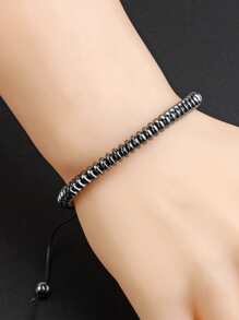 Fashionable and Popular Men Minimalist Beaded Bracelet for Jewelry Gift and for a Stylish Look - Black - View 4