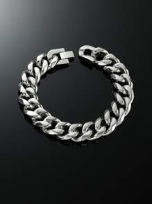 Hombres Pulsera de cadena minimalista - Plateado - Ver 1