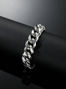 Hombres Pulsera de cadena minimalista - Plateado - Ver 2