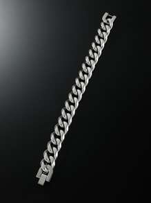 Hombres Pulsera de cadena minimalista - Plateado - Ver 4