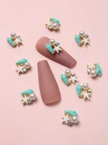 Bộ trang sức ngọc trai hình sao biển 10 chiếc, chất liệu hợp kim kẽm - Nhiều màu - Xem 4