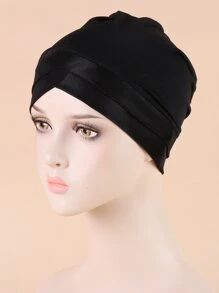 素色頭巾帽 - 黑色 - 查看 1