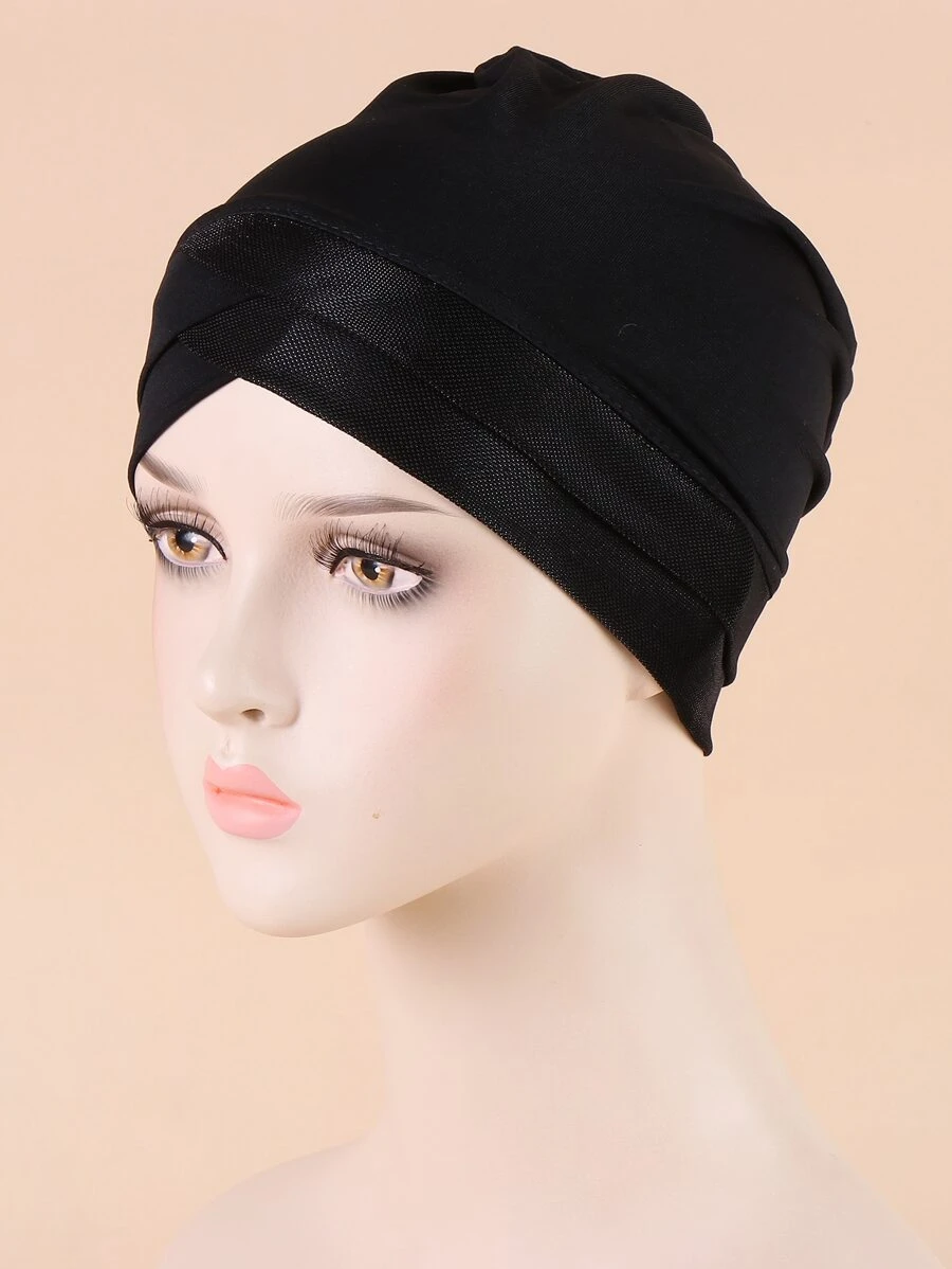 素色頭巾帽 - 黑色 - 查看 1