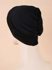 素色頭巾帽 - 黑色 - 查看 2