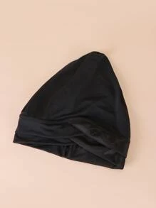 素色頭巾帽 - 黑色 - 查看 3