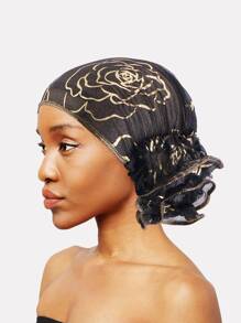 Hoa trang trí đầu quấn - màu đen - Xem 2