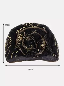 Hoa trang trí đầu quấn - màu đen - Xem 3