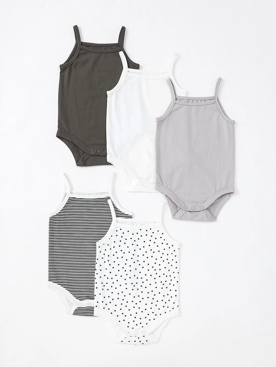 嬰兒5入組素色吊帶連體衣