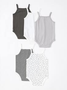 嬰兒5入組素色吊帶連體衣