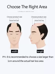 Men Short Straight Synthetic Hair Topper - Black - View 4