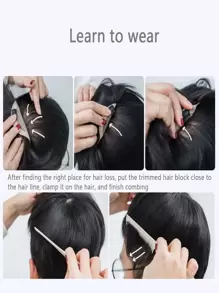 Men Short Straight Synthetic Hair Topper - Black - View 6