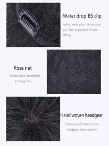 Men Short Straight Synthetic Hair Topper - Black - View 7