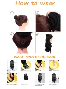 Long Curly Ponytail Synthetic Hair Extension - Black - View 5