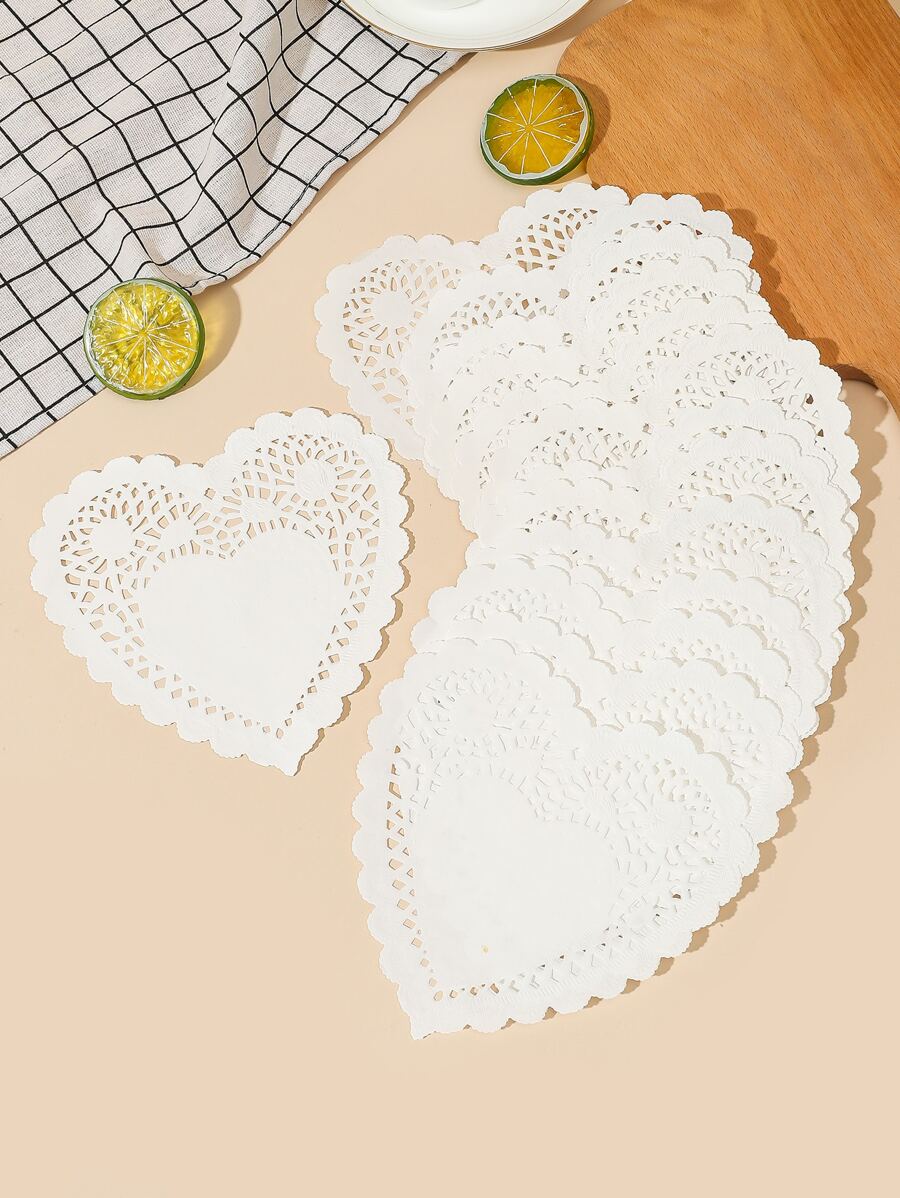 48入組鏤空愛心設計烘焙紙 - 白色 - 查看 1