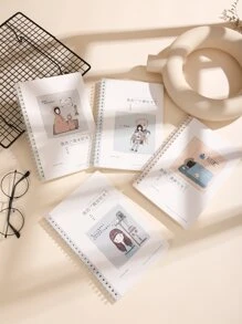 1pc Random Cartoon Graphic Spiral Notebook - Multicolor - View 1