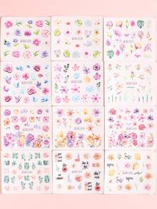 FULL BEAUTY 24 tờ Nhãn dán móng tay họa tiết hoa - Nhiều màu - Xem 4