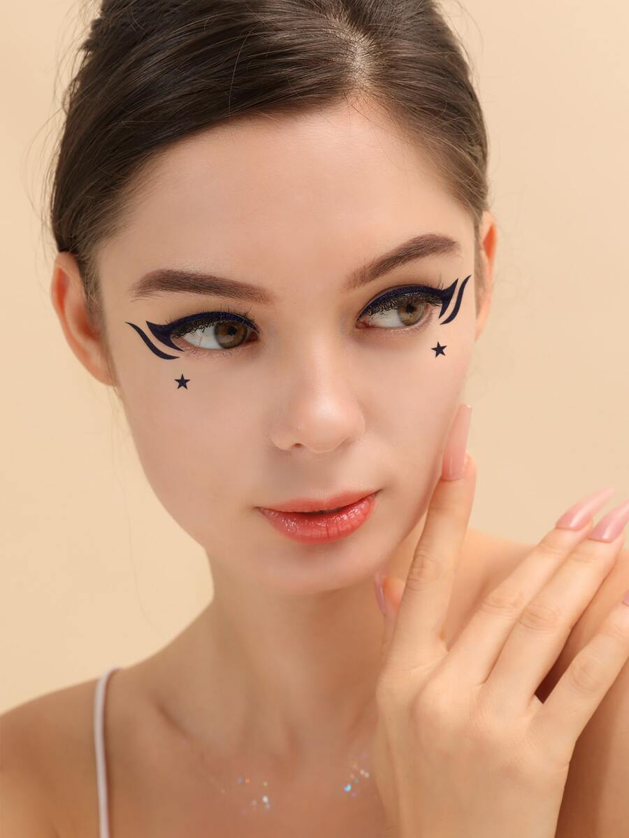 1 miếng dán kẻ mắt cá nhân màu đen - màu đen - Xem 1
