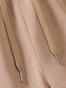 Manfinity Homme 男士字母圖案腰部抽繩衛褲 - 卡其色 - 查看 5