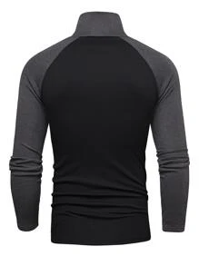Manfinity Men Colorblock Raglan Sleeve High Neck Tee - Black - View 2