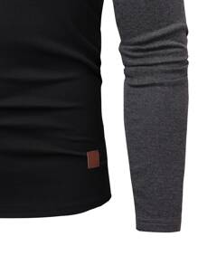 Manfinity Men Colorblock Raglan Sleeve High Neck Tee - Black - View 4