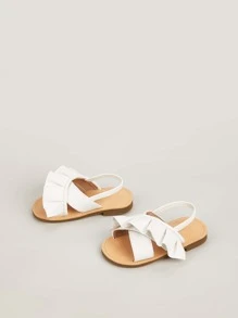 Niñas Sandalias destalonadas ribete con fruncido - Blanco - Ver 3