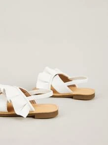 Niñas Sandalias destalonadas ribete con fruncido - Blanco - Ver 4