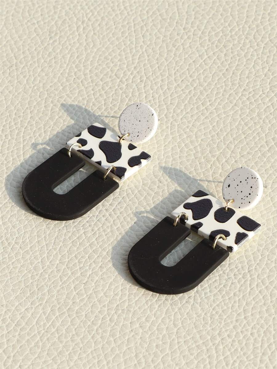 Bông tai thả hình học bò - Nhiều màu - Xem 1