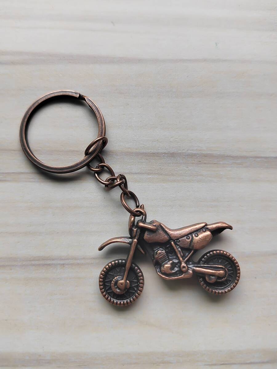 Motorcycle Charm Keychain - Bronze - View 1